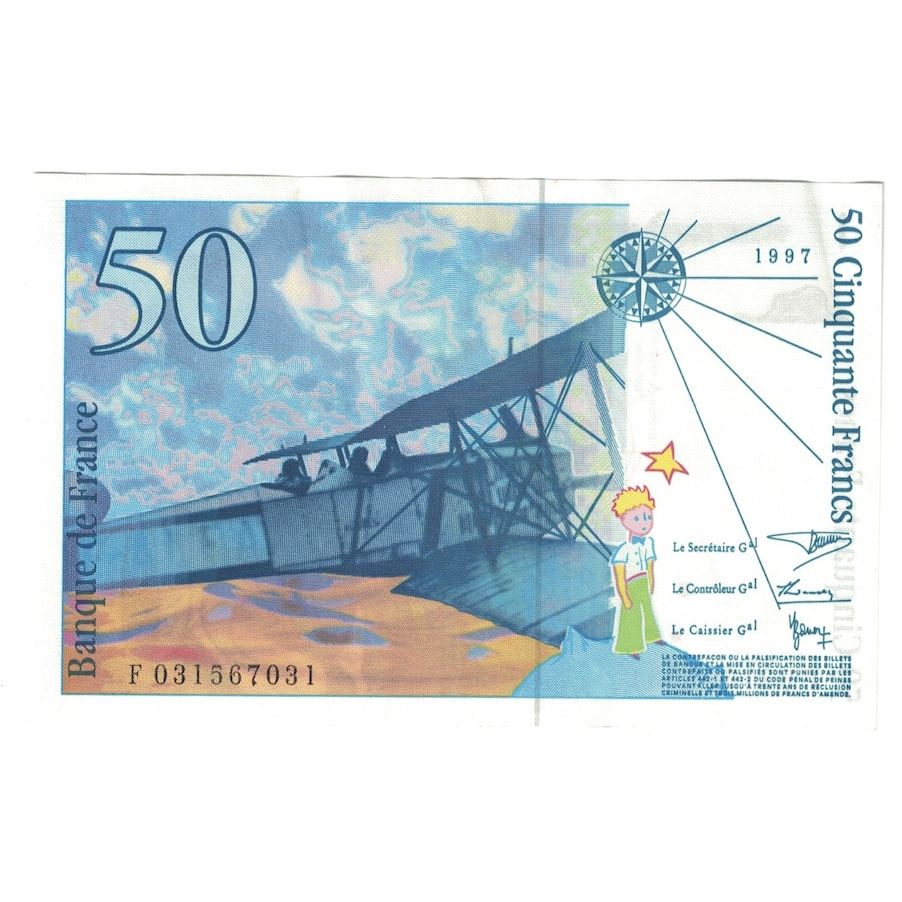 França, 50 Francs, St Exupéry, 1997, UNC(63), Fayette:73.4, KM:157Ad