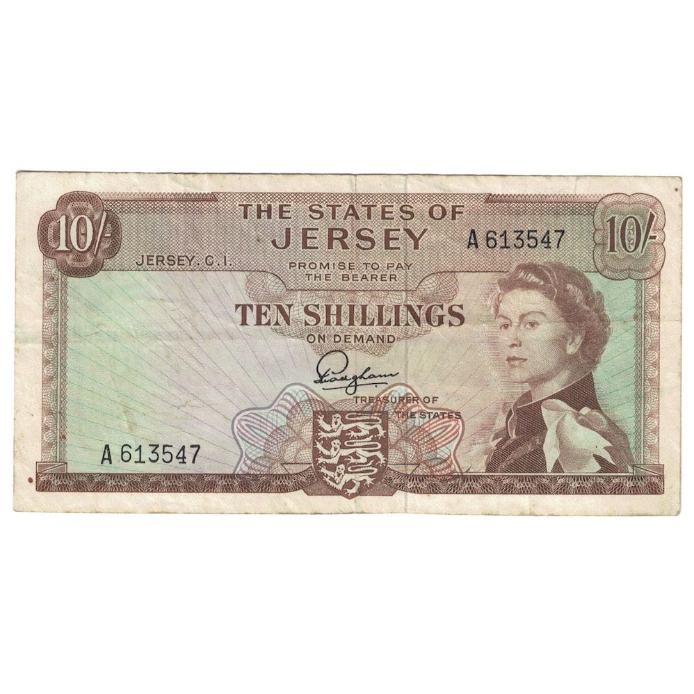 Banconote, Jersey, 10 Shillings, Undated (1963), KM:7a, B+