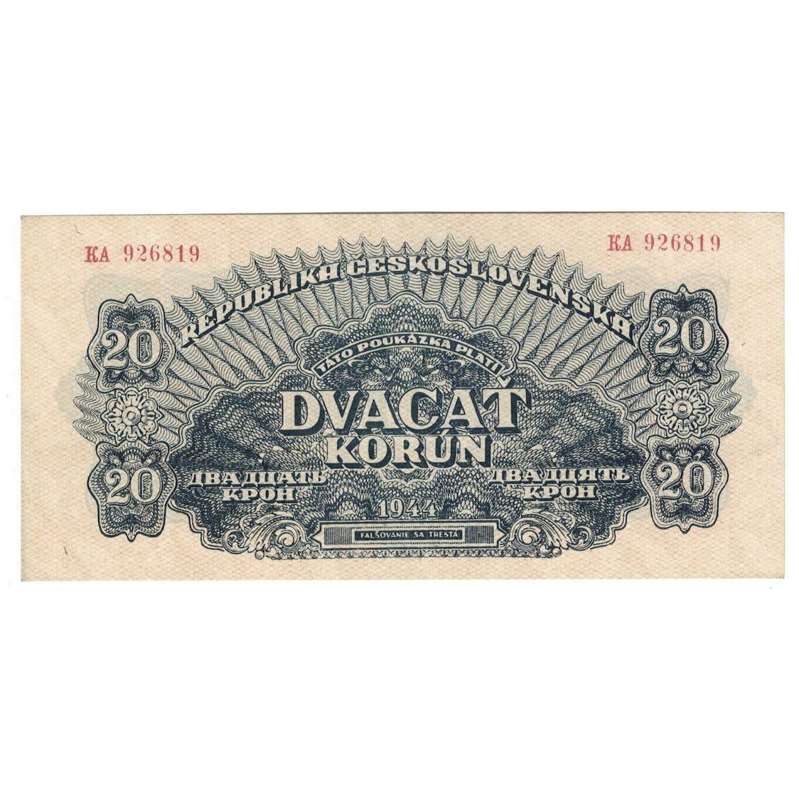 Banconote, Cecoslovacchia, 20 Korun, 1944, KM:47a, SPL-