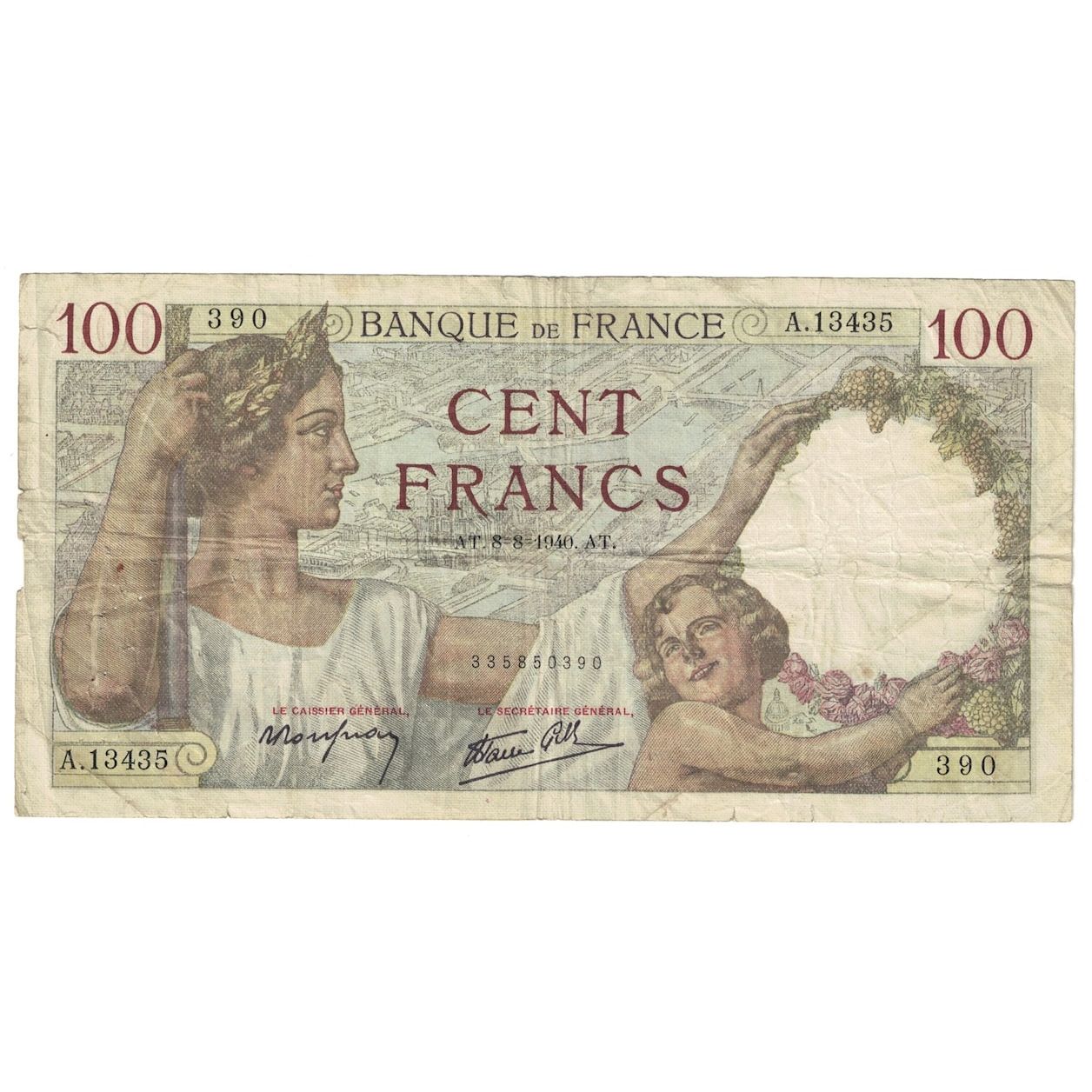 Frankreich, 100 Francs, Sully, 1940, 1940-08-08, SGE+, Fayette:26.35, KM:94