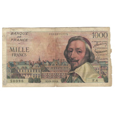 Francja, 1000 Francs, Richelieu, 1953, 1953-09-03, VG(8-10), Fayette:42.2
