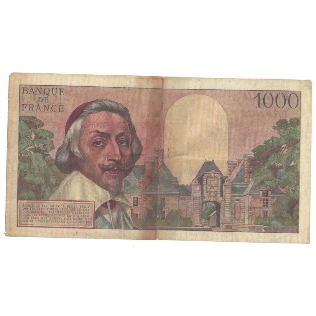 Francia, 1000 Francs, Richelieu, 1956, 1956-01-05, B+, Fayette:42.21, KM:134a