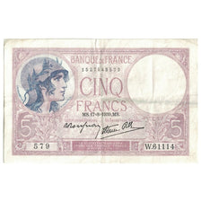 França, 5 Francs, Violet, 1939, 1939-08-17, EF(40-45), Fayette:4.10, KM:83