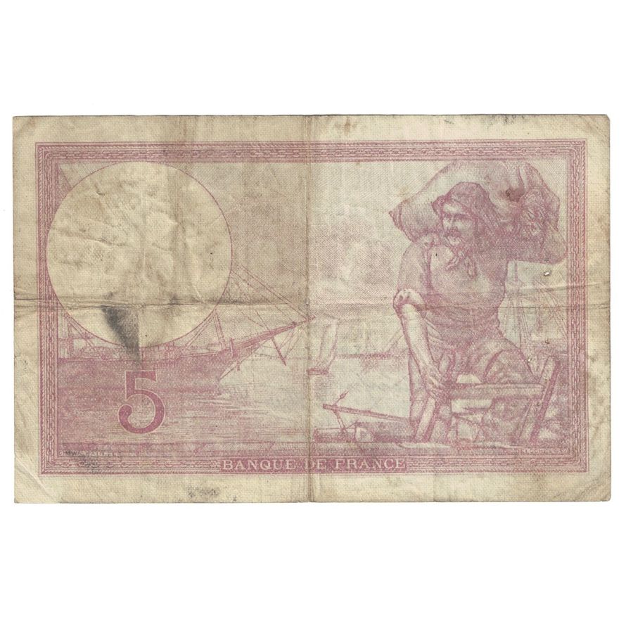 France, 5 Francs, Violet, 1939, 1939-09-21, B+, Fayette:04.09, KM:83