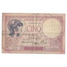 Frankreich, 5 Francs, Violet, 1939, 1939-10-19, SGE+, Fayette:4.12, KM:83