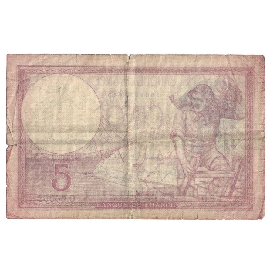Frankreich, 5 Francs, Violet, 1939, 1939-10-19, SGE+, Fayette:4.12, KM:83