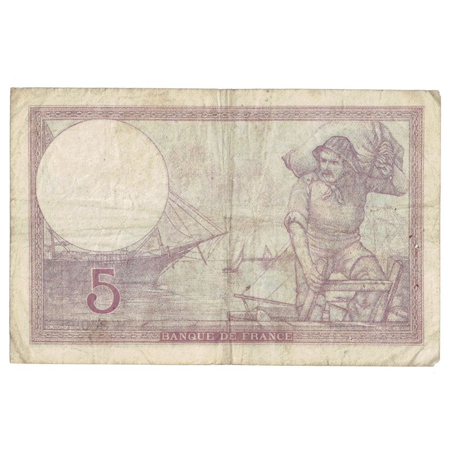 Francia, 5 Francs, Violet, 1940, 1940-11-28, B+, Fayette:4.15, KM:83
