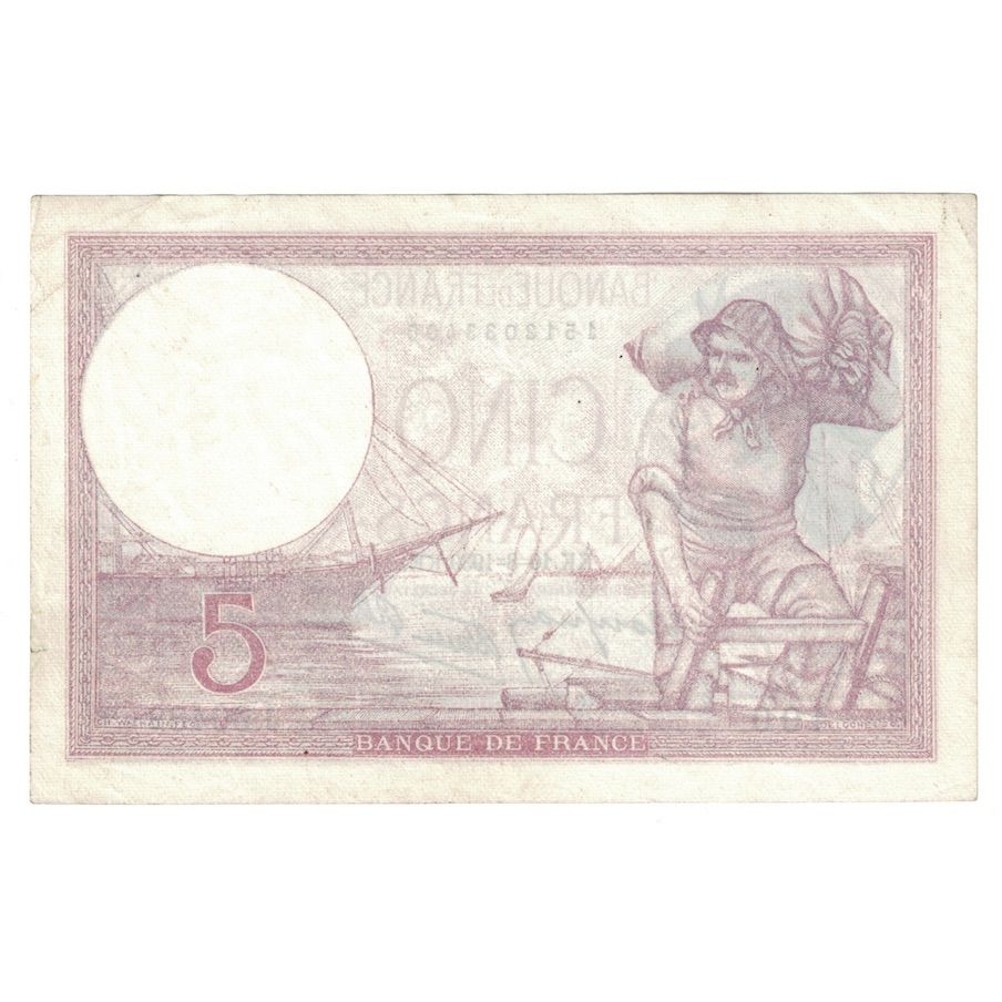 França, 5 Francs, Violet, 1939, 1939-08-10, AU(50-53), Fayette:4.5, KM:83