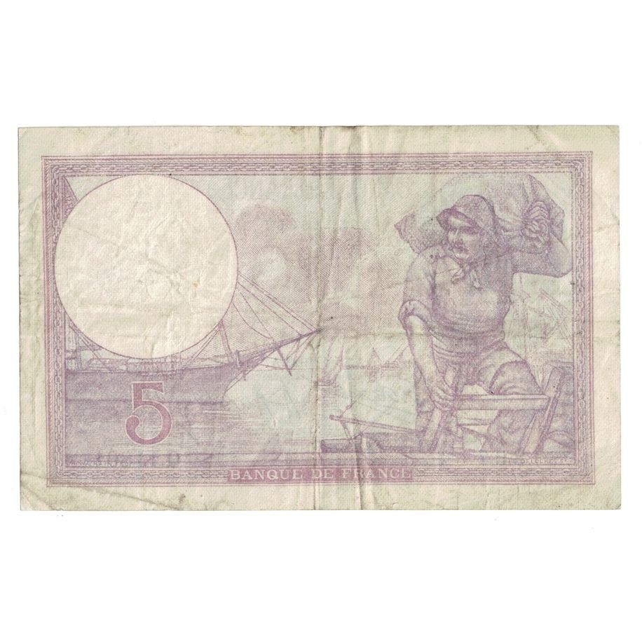 França, 5 Francs, Violet, 1923, 1923-01-30, VF(20-25), Fayette:3.7, KM:72c