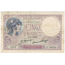 Francia, 5 Francs, Violet, 1929, 1929-03-12, B+, Fayette:3.13, KM:72d