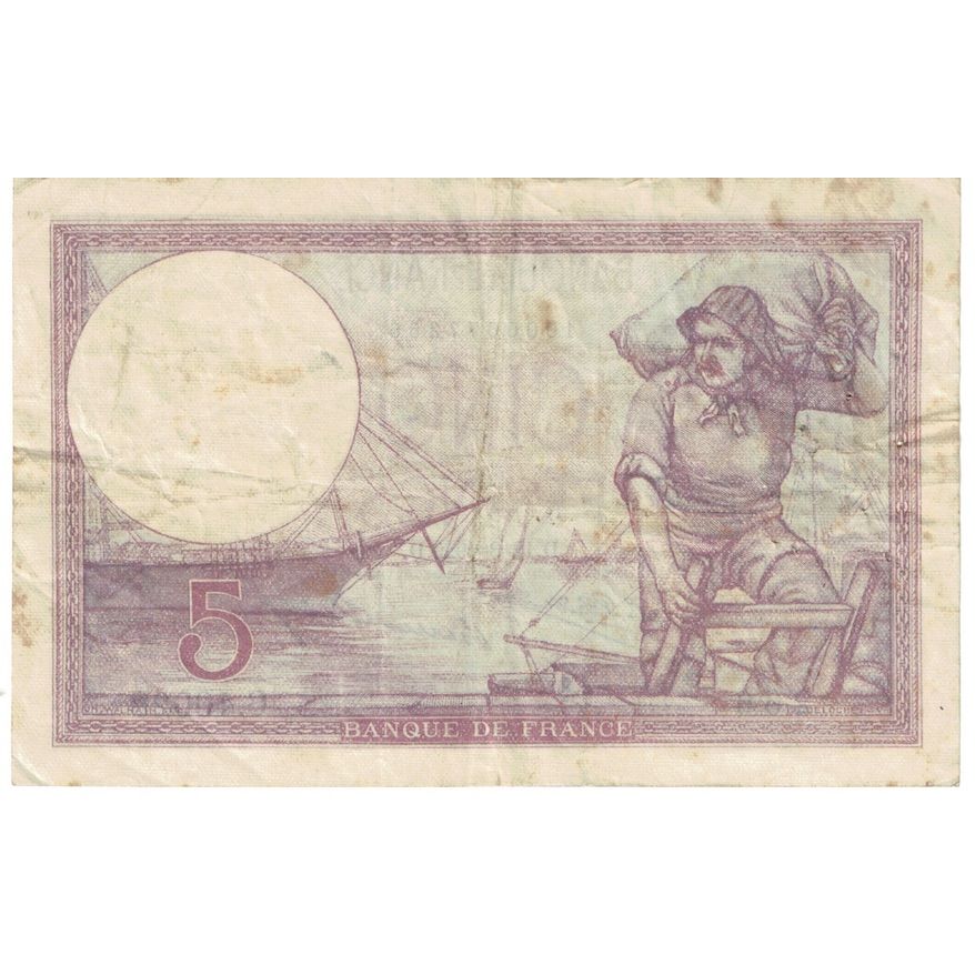 Francia, 5 Francs, Violet, 1929, 1929-03-12, B+, Fayette:3.13, KM:72d
