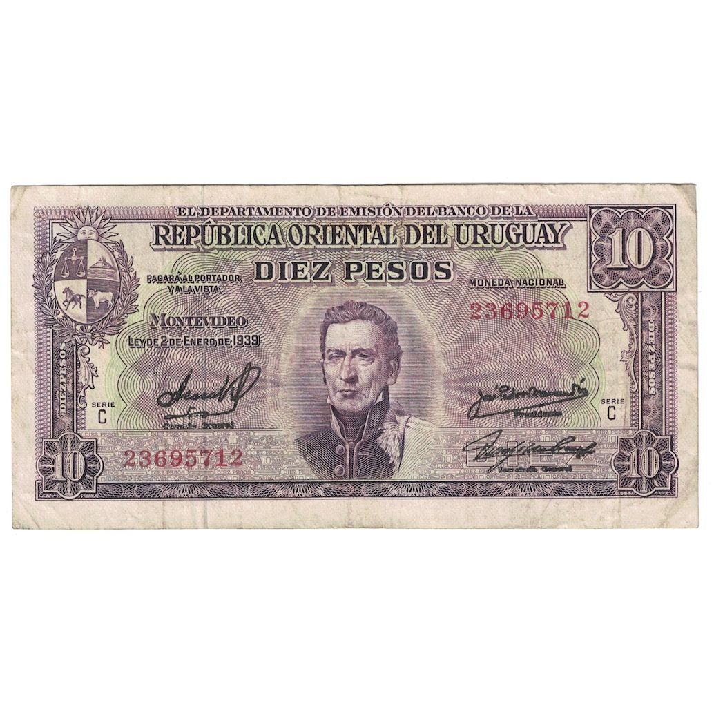 Geldschein, Uruguay, 10 Pesos, 1939-1966, KM:37c, S