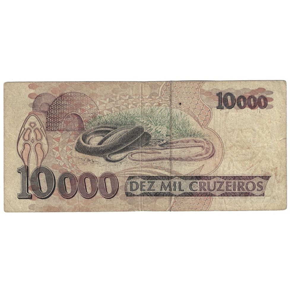 Nota, Brasil, 10,000 Cruzeiros, 1992, KM:233b, VG(8-10)