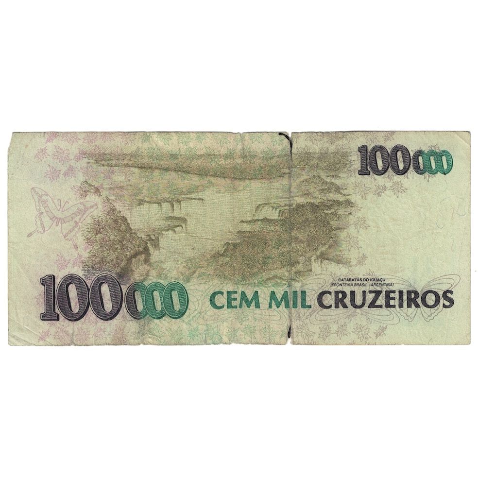 Nota, Brasil, 100,000 Cruzeiros, 1992-1993, KM:235d, VG(8-10)