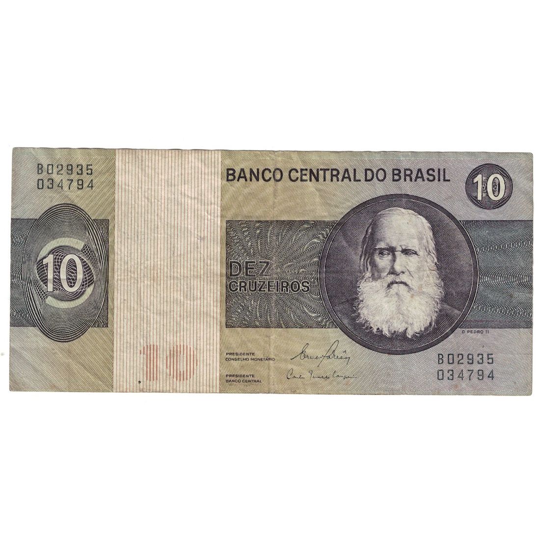 Nota, Brasil, 10 Cruzeiros, UNDATED (1970-80), KM:193b, EF(40-45)