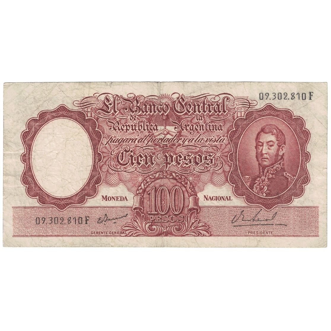 Banknote, Argentina, 100 Pesos, undated (1967-69), KM:277, VF(30-35)