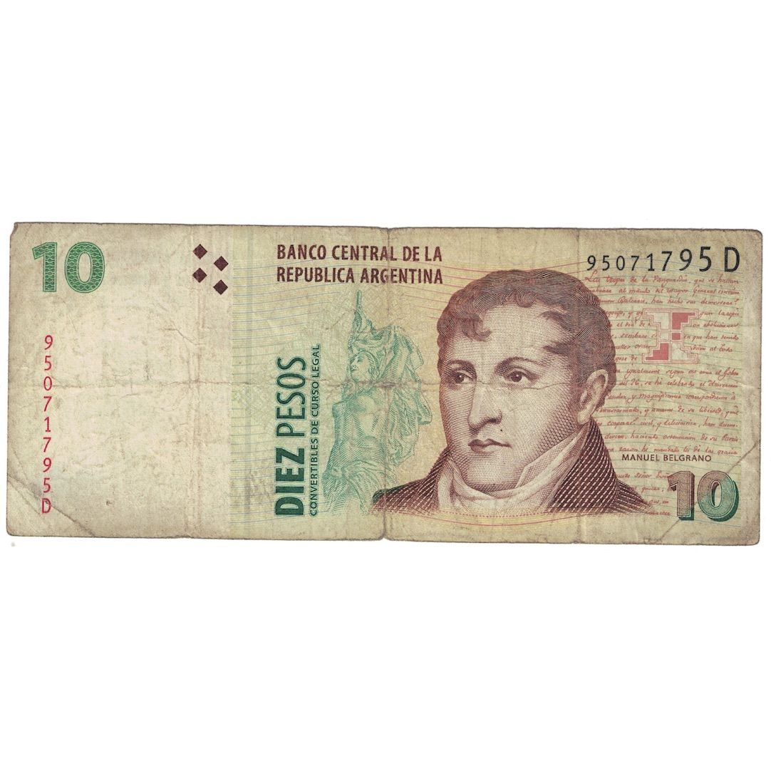 Banknote, Argentina, 10 Pesos, Undated (2003), KM:354, VG(8-10)