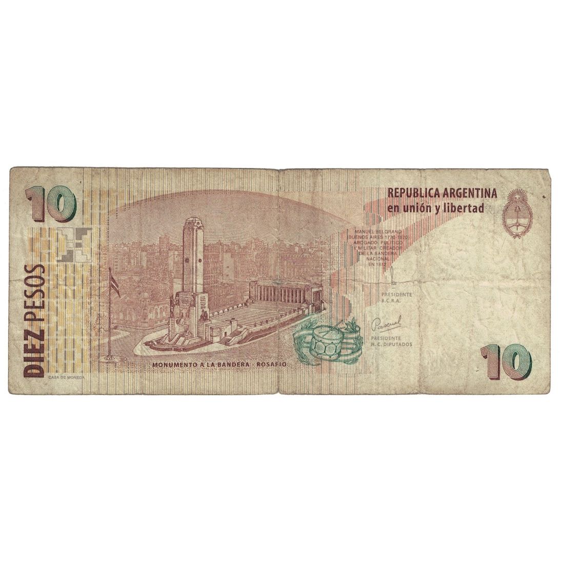 Banknote, Argentina, 10 Pesos, Undated (2003), KM:354, VG(8-10)