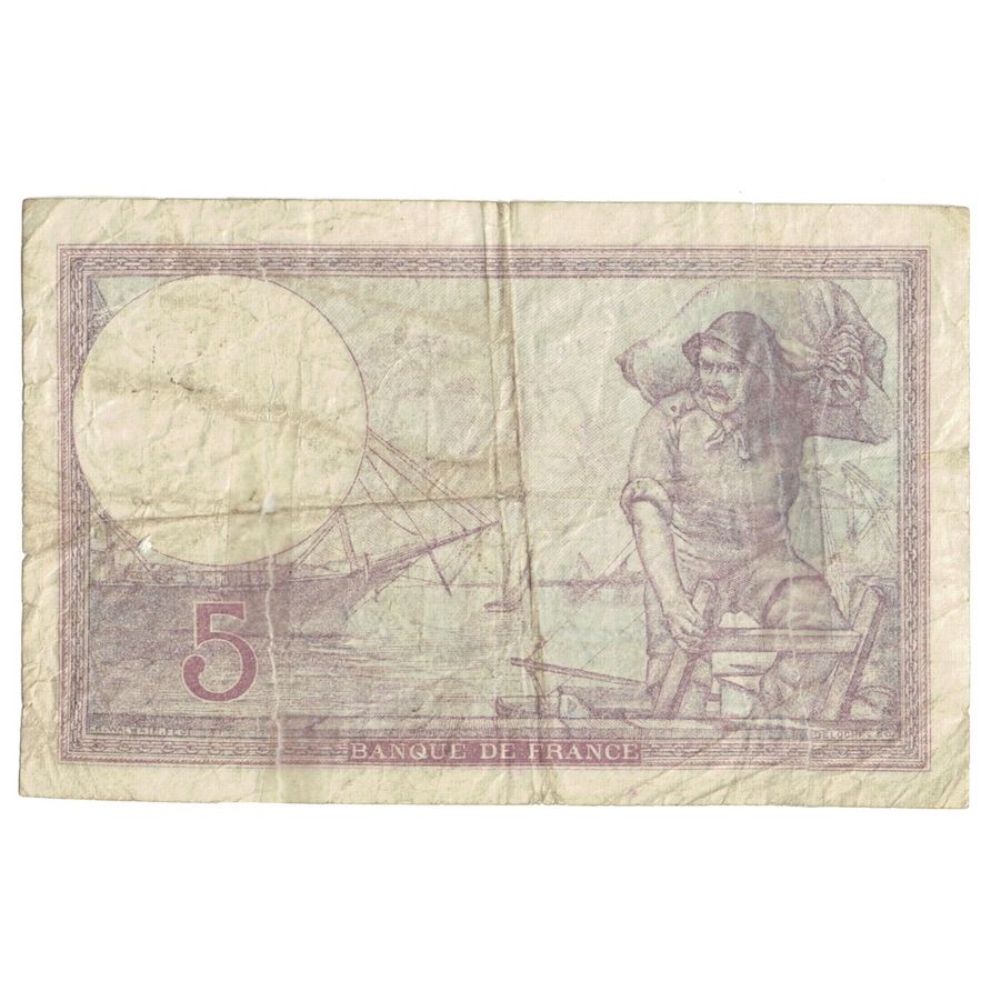 Francia, 5 Francs, Violet, 1940, 1940-12-26, B, Fayette:4.18, KM:83