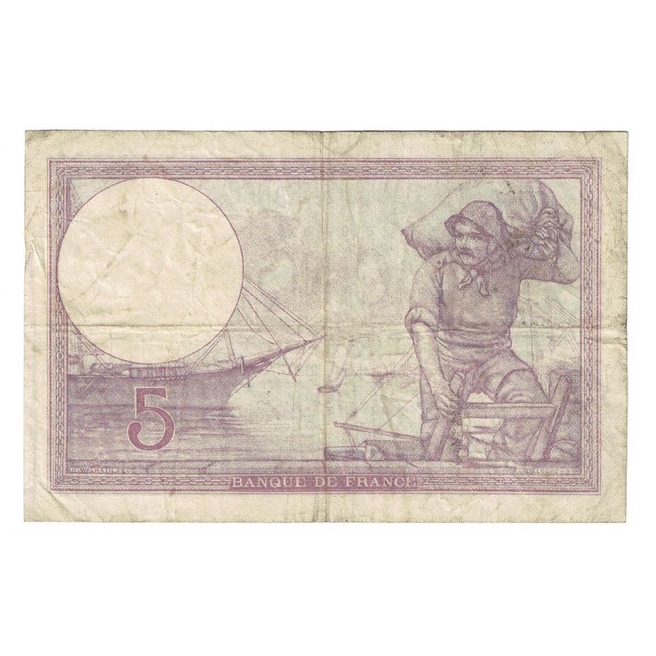Francia, 5 Francs, Violet, 1918, 1918-09-05, BC, Fayette:3.2, KM:72a