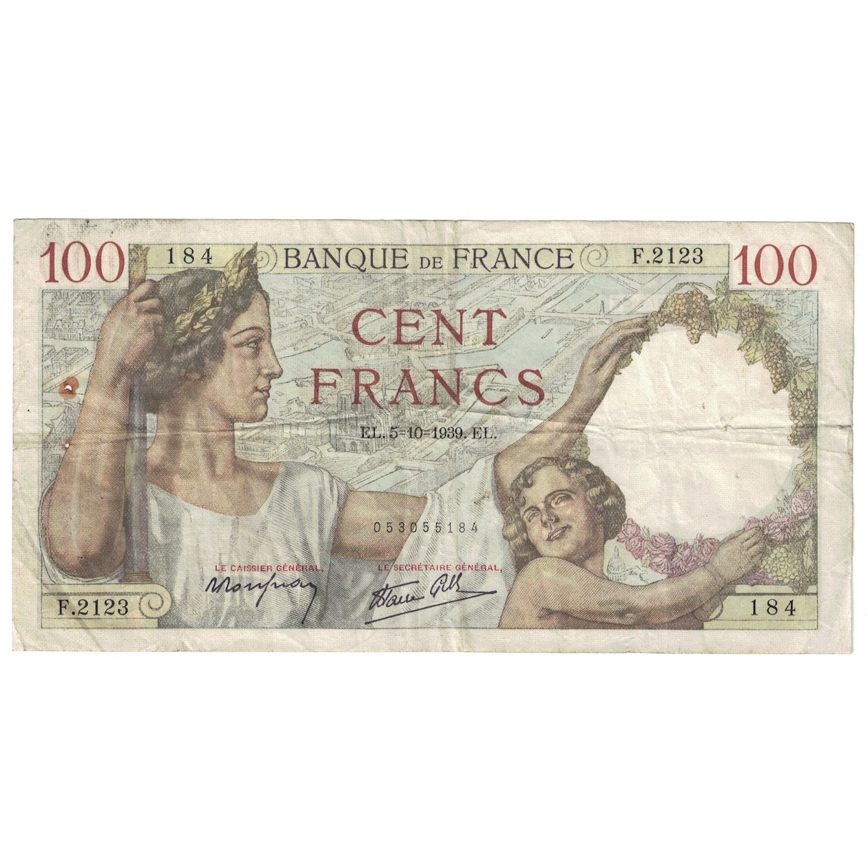 France, 100 Francs, Sully, 1939, 1939-10-05, TB+, Fayette:26.09, KM:94