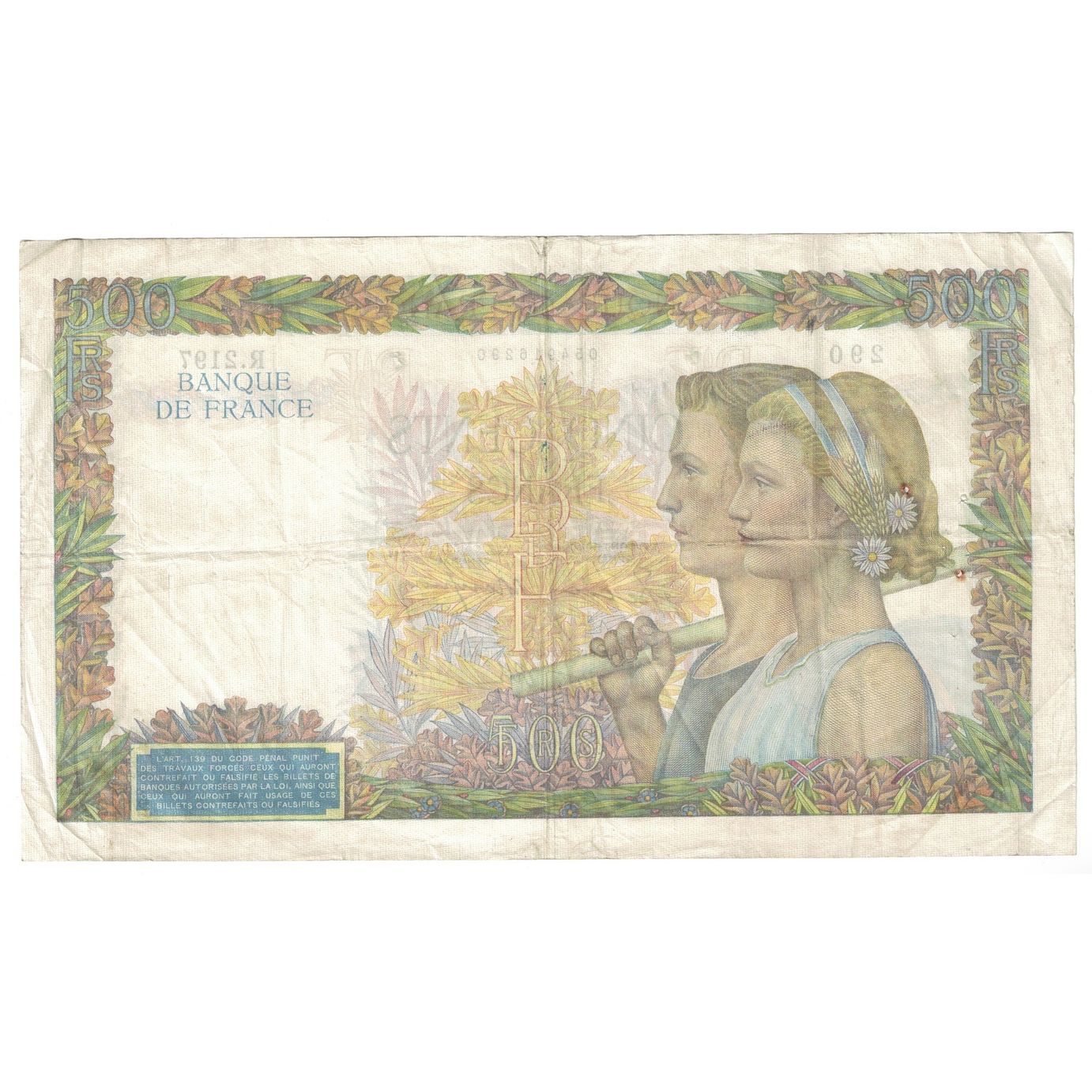Frankreich, 500 Francs, La Paix, 1941, 1941-02-06, S+, Fayette:32.14, KM:95b
