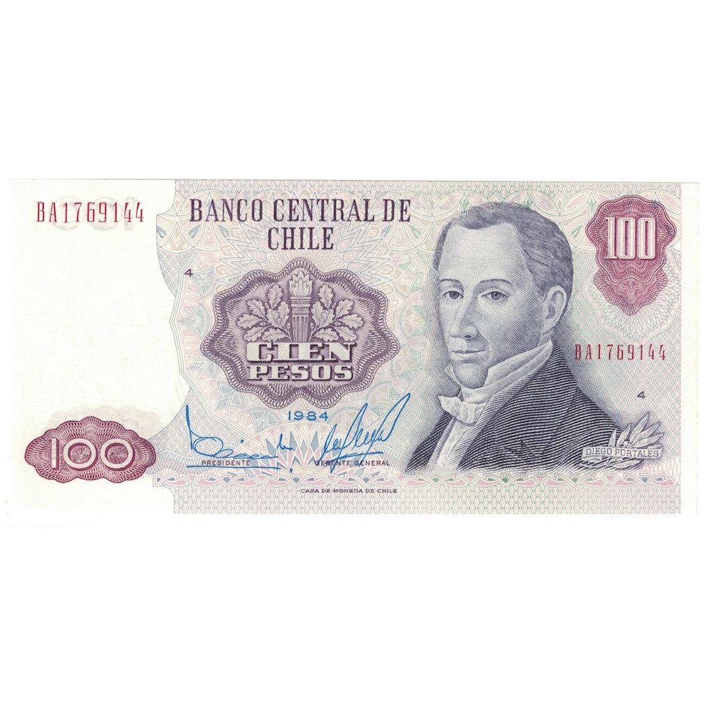 Billete, 100 Pesos, 1984, Chile, KM:152b, UNC