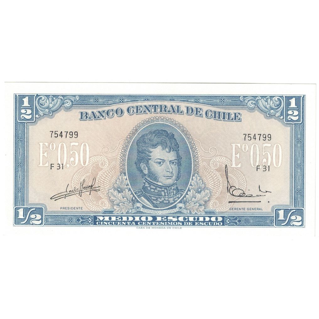 Geldschein, Chile, 1/2 Escudo, 1962-1975, KM:134a, UNZ