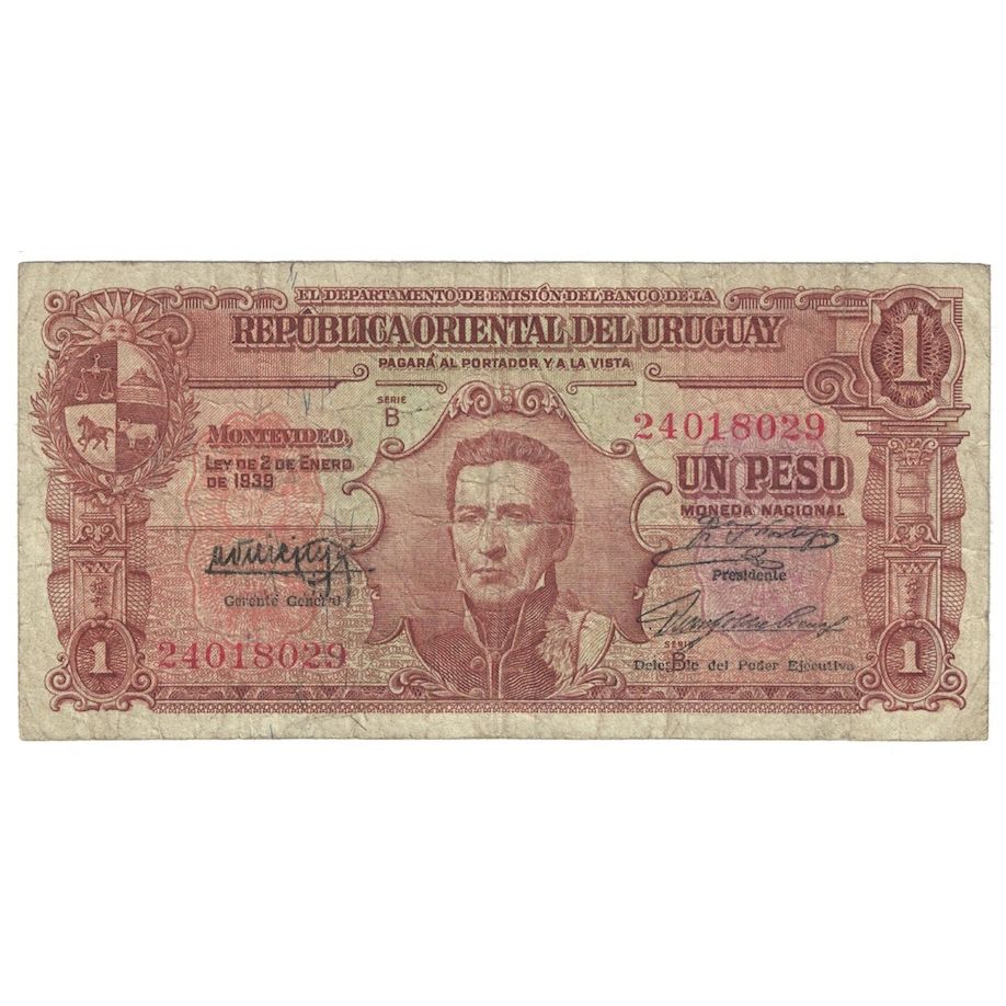Banconote, Uruguay, 1 Peso, 1939-1966, KM:35a, B