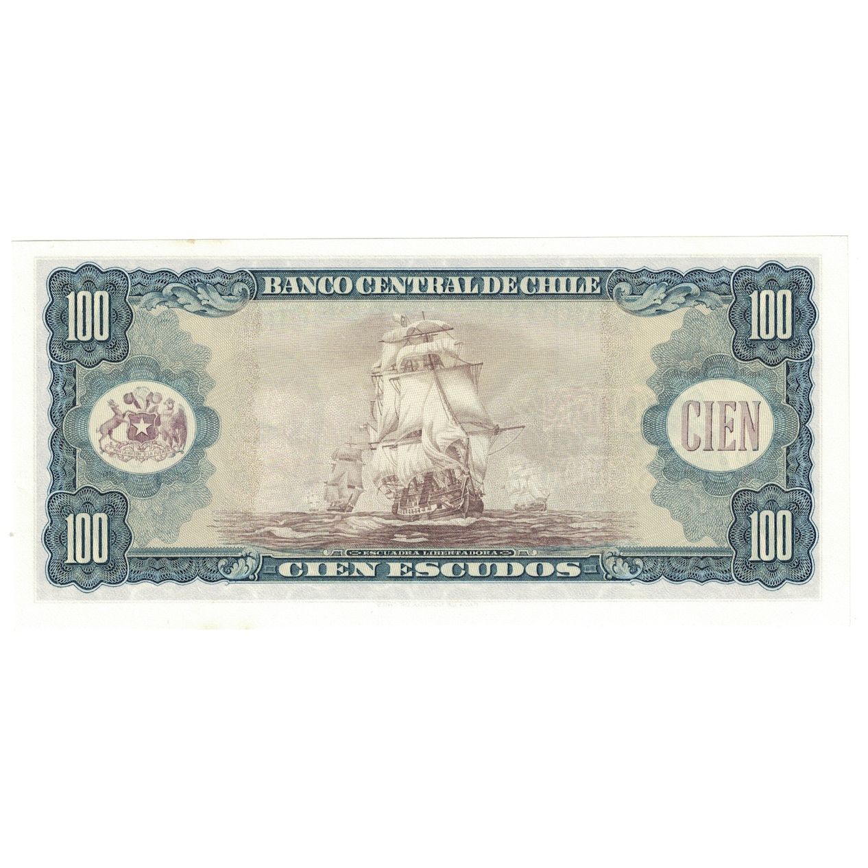 Banknote, Chile, 100 Escudos, Undated (1962-75), KM:141a, UNC(65-70)