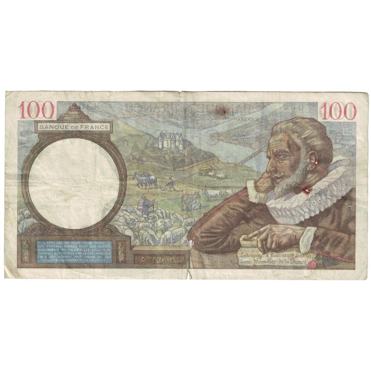 França, 100 Francs, Sully, 1939, 1939-06-29, VF(20-25), Fayette:26.04, KM:94
