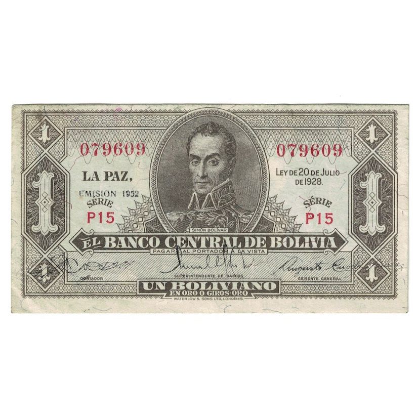 Billet, Bolivie, 1 Boliviano, L.1928, KM:128c, TB