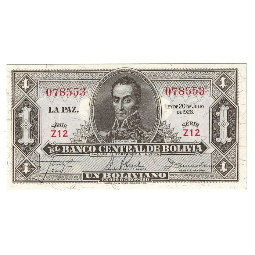 Billete, 1 Boliviano, L.1928, Bolivia, KM:119a, UNC