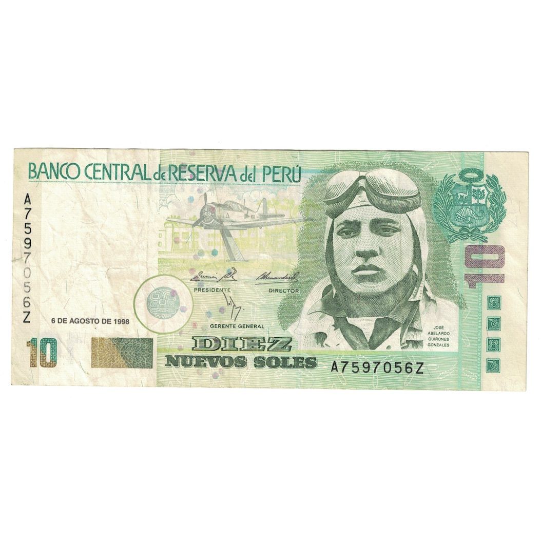 Banconote, Perù, 10 Nuevos Soles, 1998, 1998-08-06, KM:166, MB+