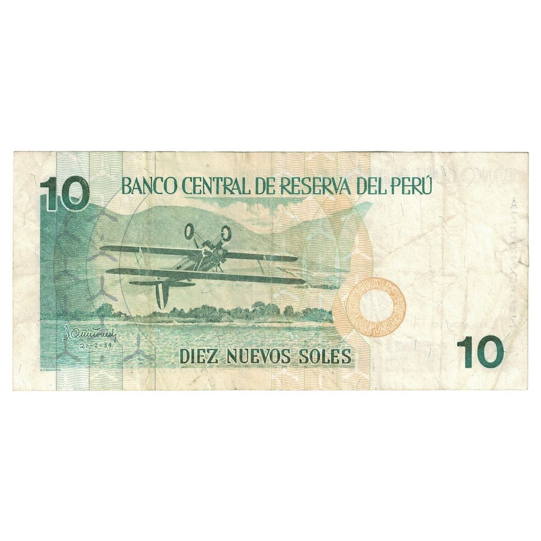 Banconote, Perù, 10 Nuevos Soles, 1998, 1998-08-06, KM:166, MB+