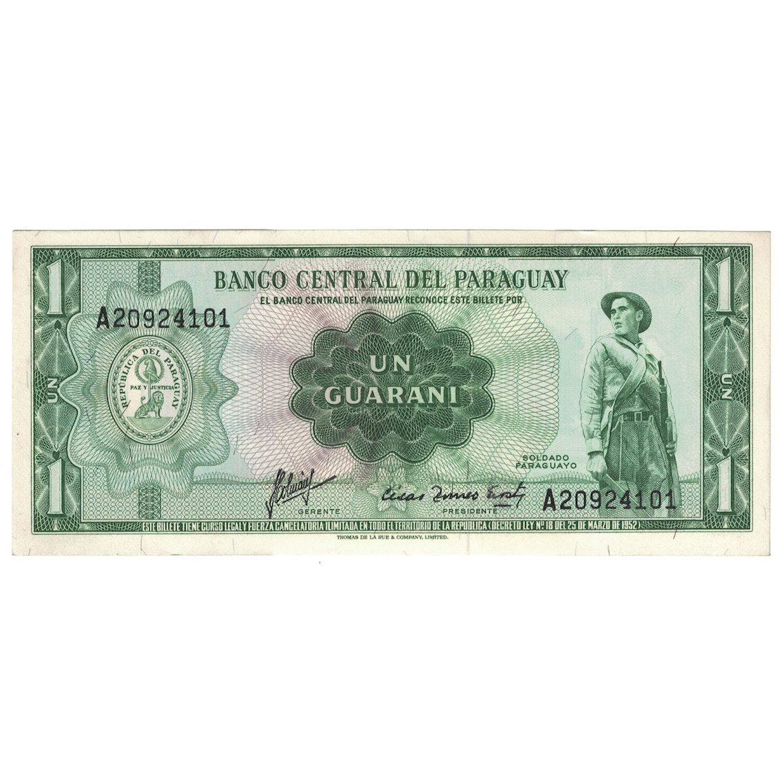Billete, 1 Guarani, ND(08/1963- ), Paraguay, KM:192, SC+