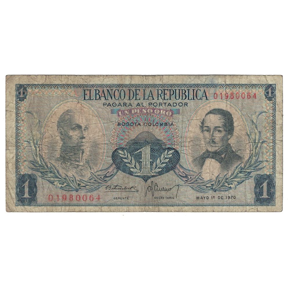 Billete, 1 Peso Oro, 1970, Colombia, 1970-05-01, KM:404e, RC