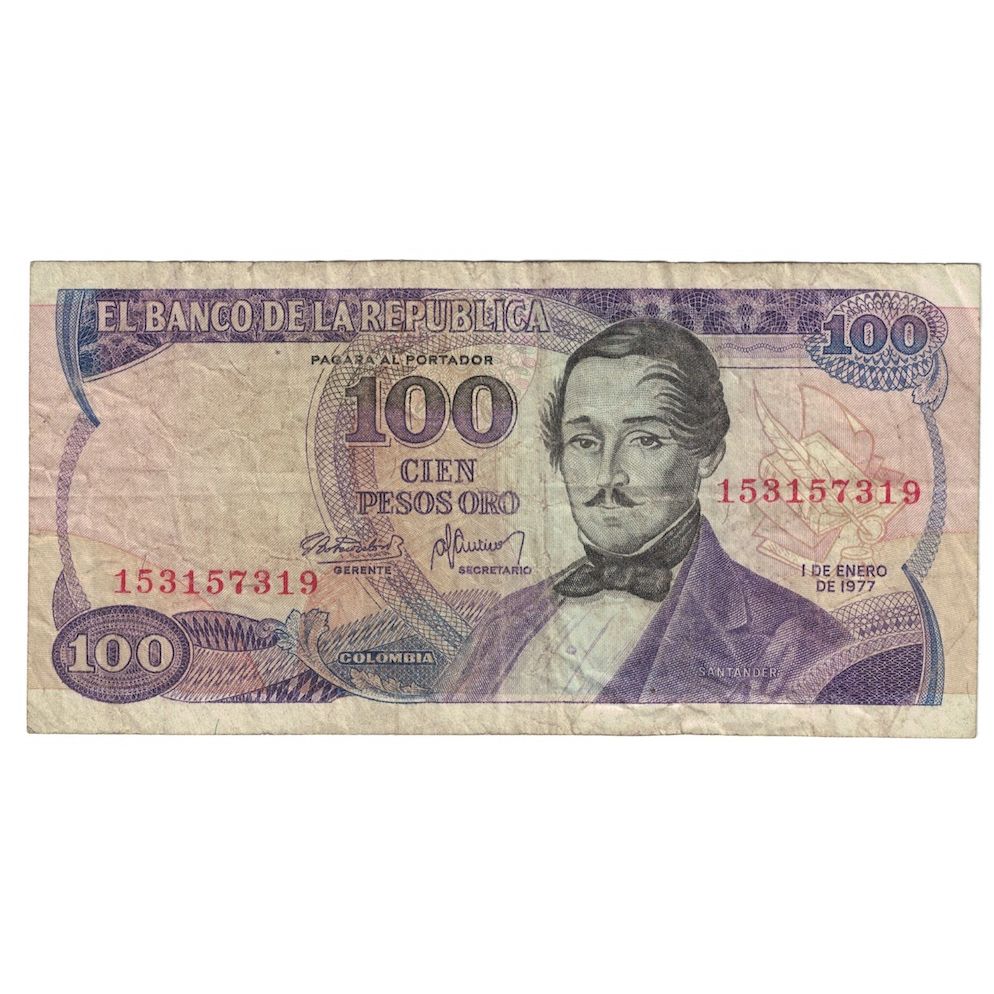 Billete, 100 Pesos Oro, 1977, Colombia, 1977-01-01, KM:418a, BC