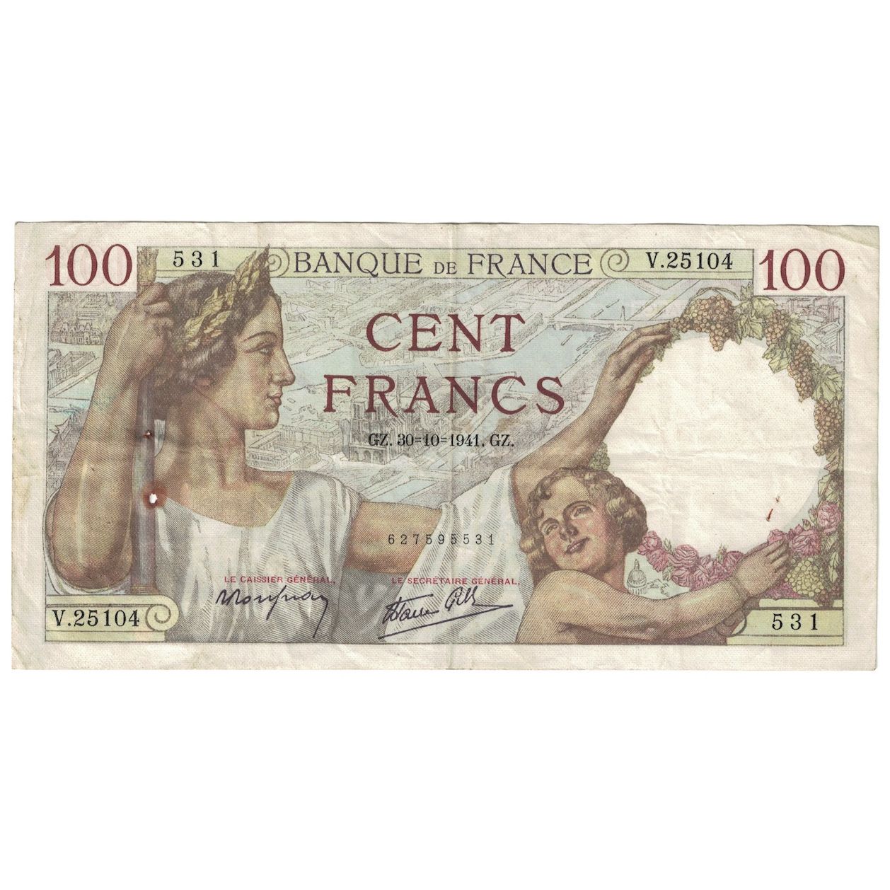 Frankreich, 100 Francs, Sully, 1941, 1941-10-30, S+, Fayette:26.59, KM:94