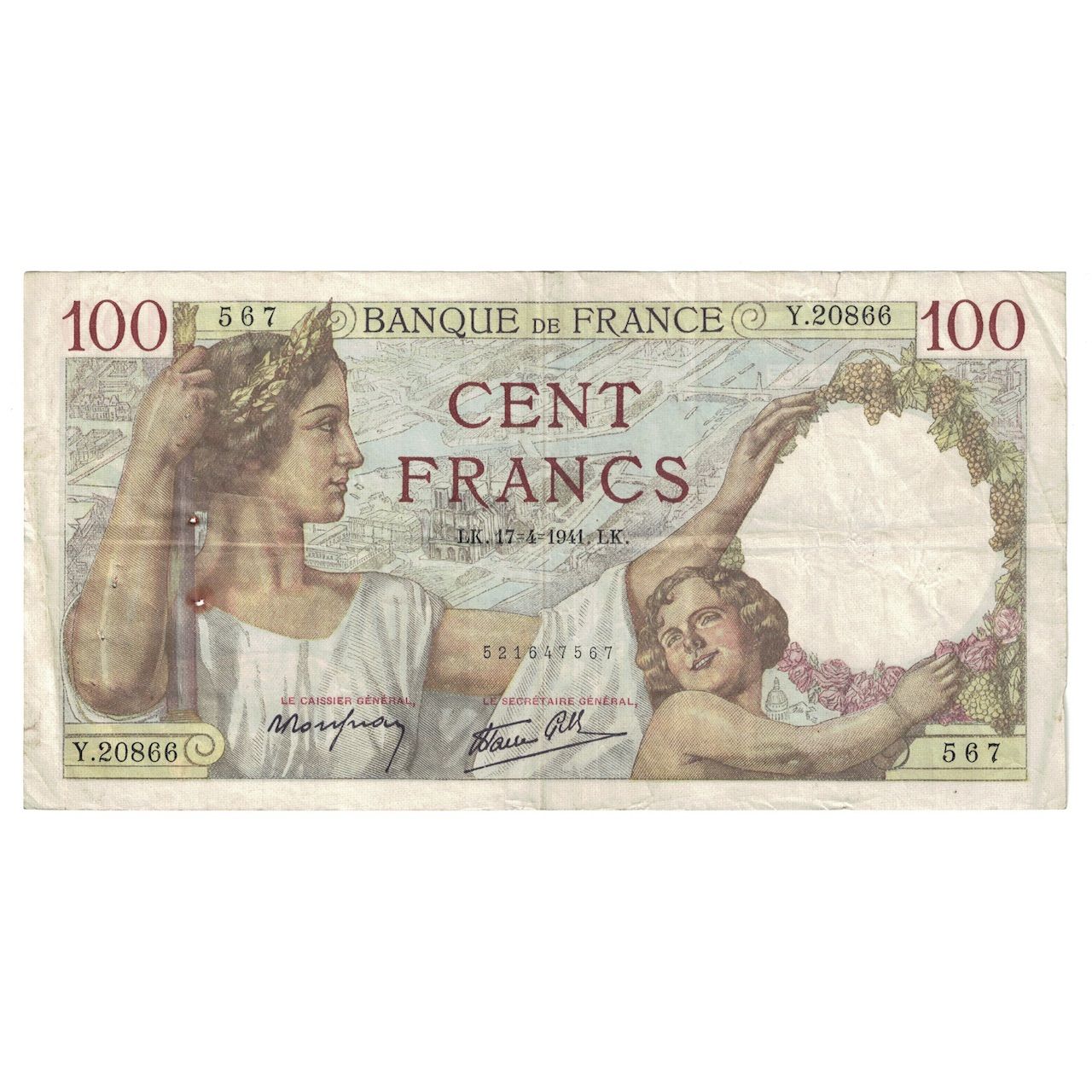 Frankreich, 100 Francs, Sully, 1941, 1941-04-17, S+, Fayette:26.50, KM:94