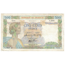 France, 500 Francs, La Paix, 1941, 1941-10-30, VF(30-35), Fayette:32.23, KM:95b