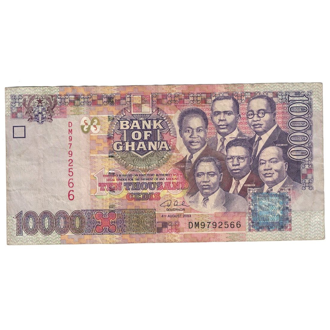 Billet, Ghana, 10,000 Cedis, 2003, 2003-08-04, KM:35b, B+