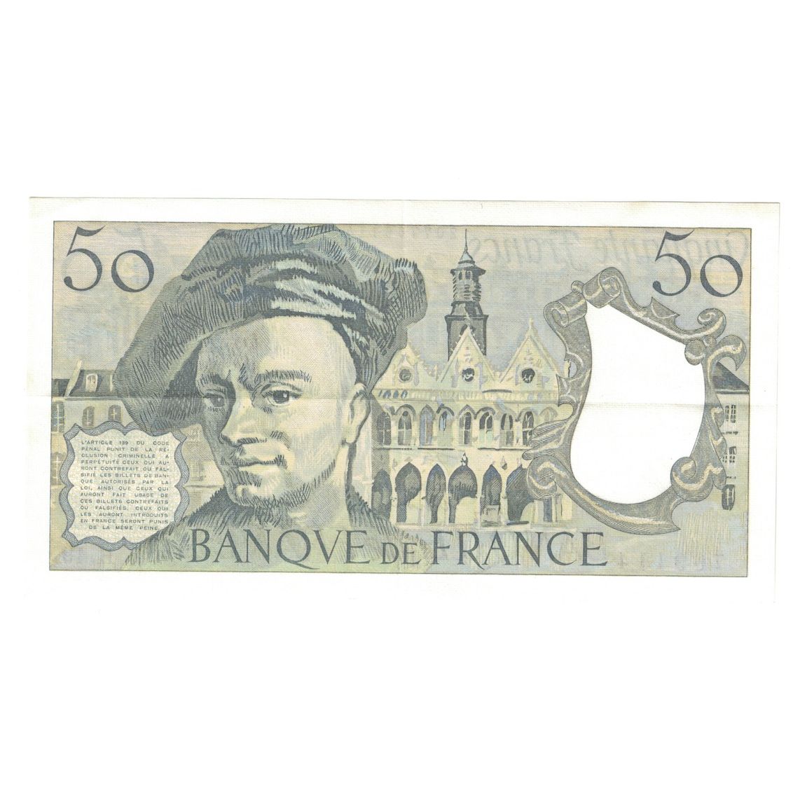 France, 50 Francs, Quentin de La Tour, 1987, AU(55-58), Fayette:67.13, KM:152c
