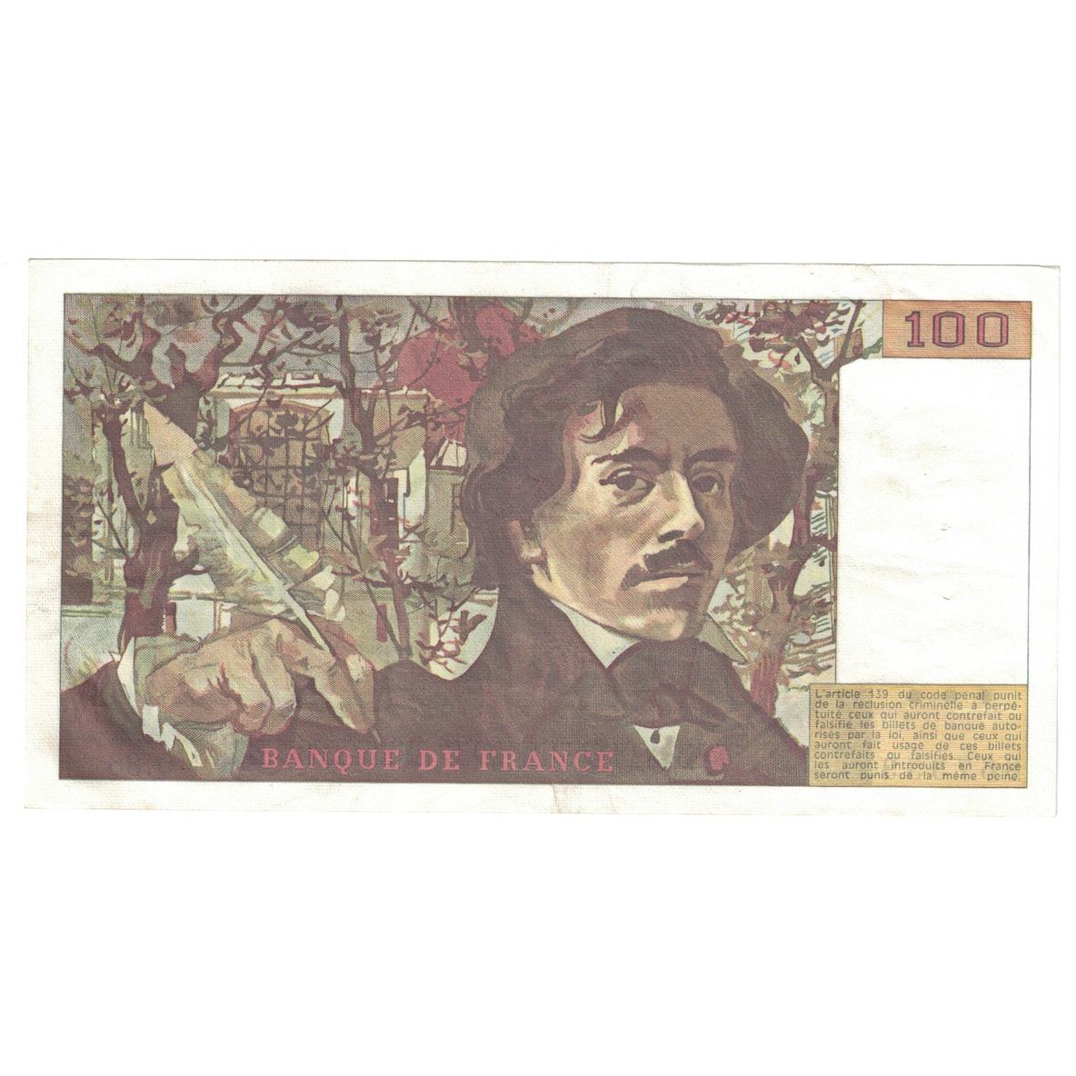 Francia, 100 Francs, Delacroix, 1984, BB+, Fayette:69.08a, KM:154b
