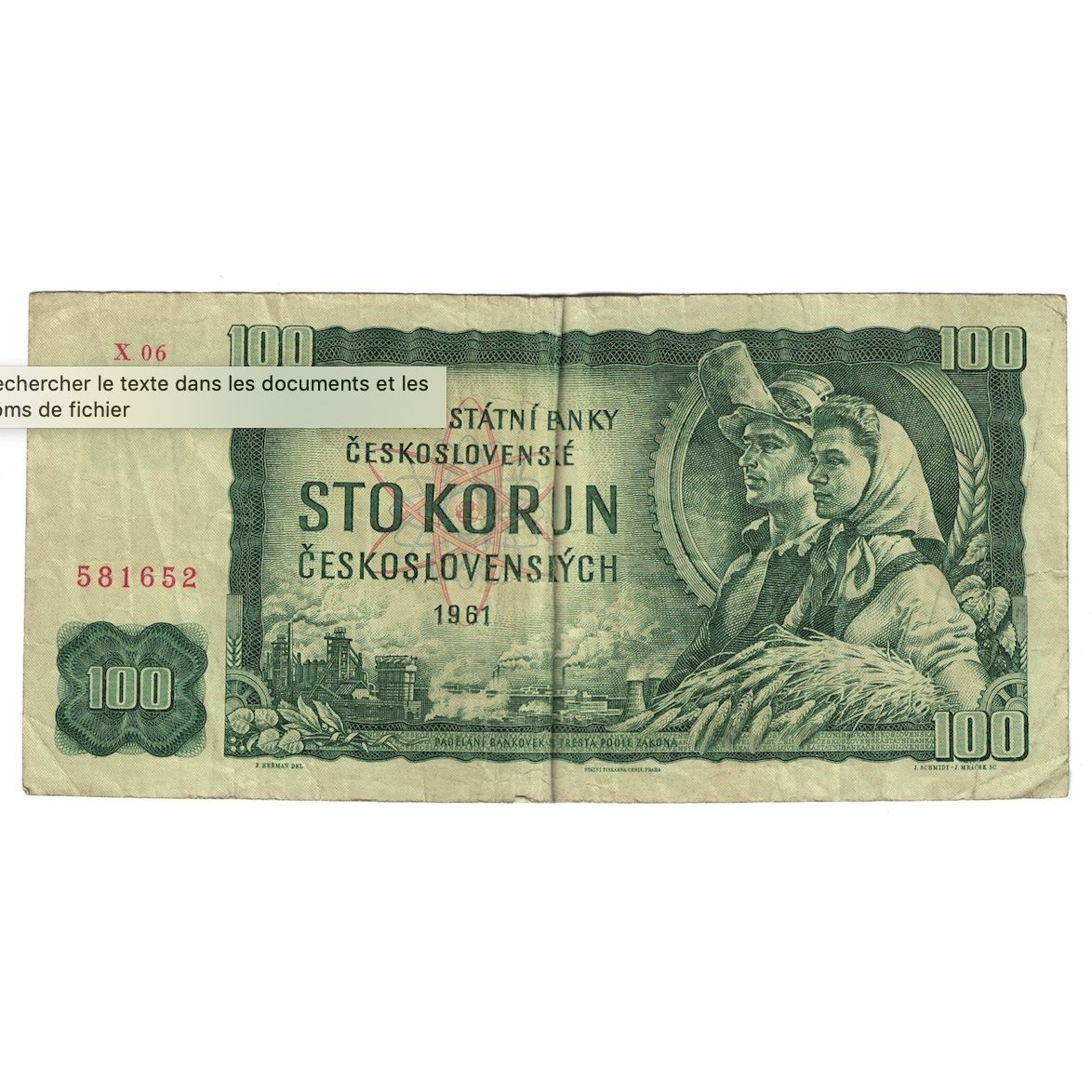 Billete, 100 Korun, 1961, Checoslovaquia, KM:91b, BC+