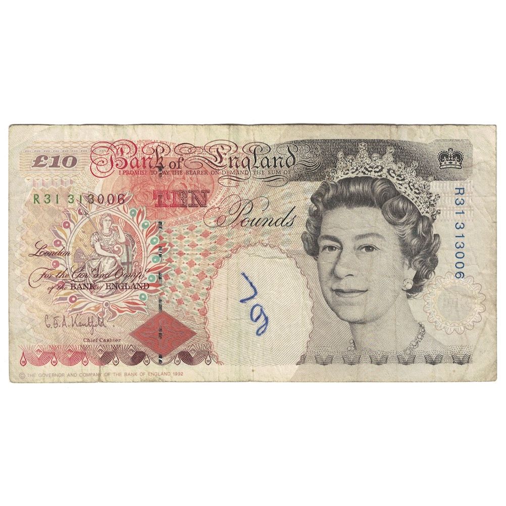 Geldschein, Großbritannien, 10 Pounds, 1993-1998, KM:386a, S