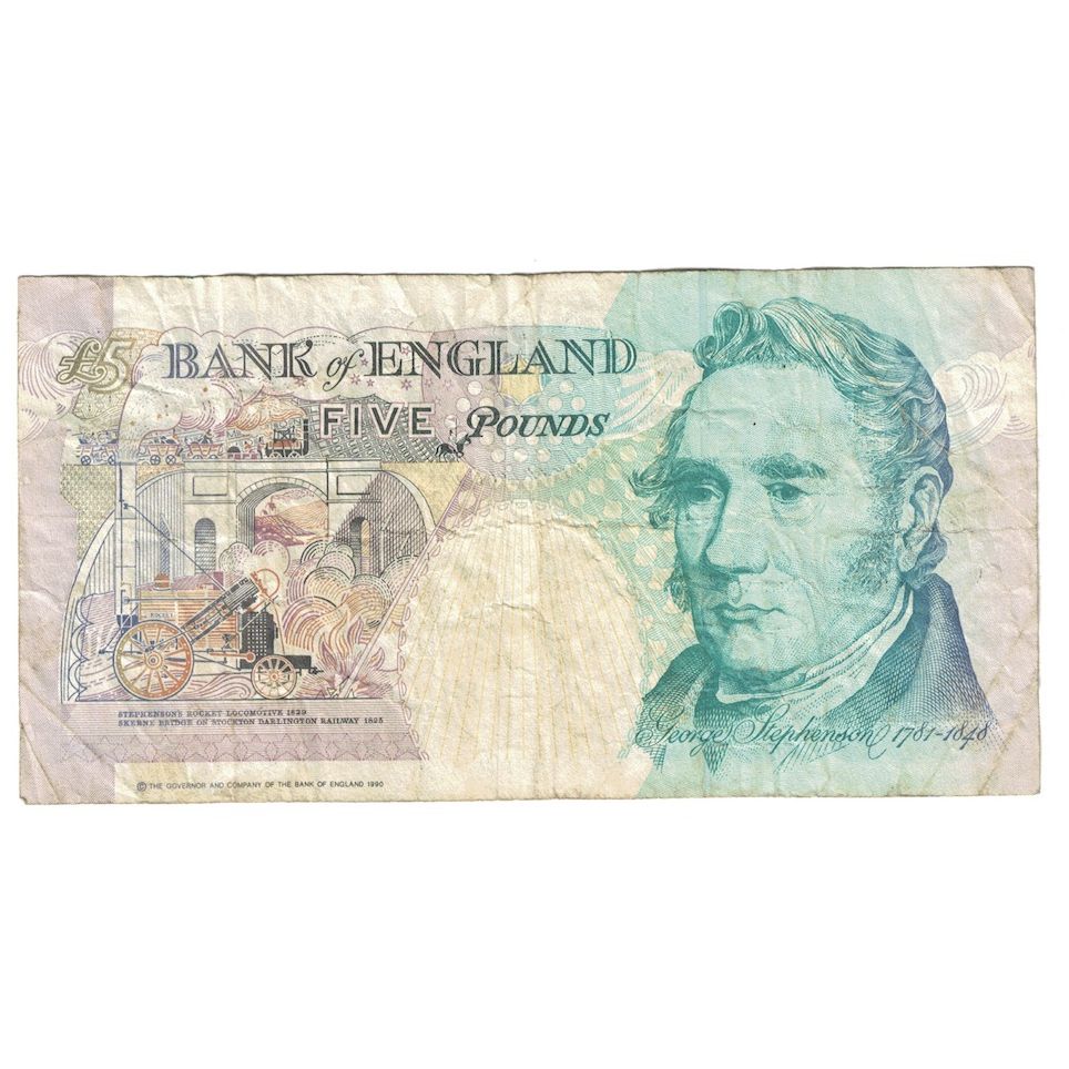 Billet, Grande-Bretagne, 5 Pounds, Undated (1990-91), KM:382a, B+