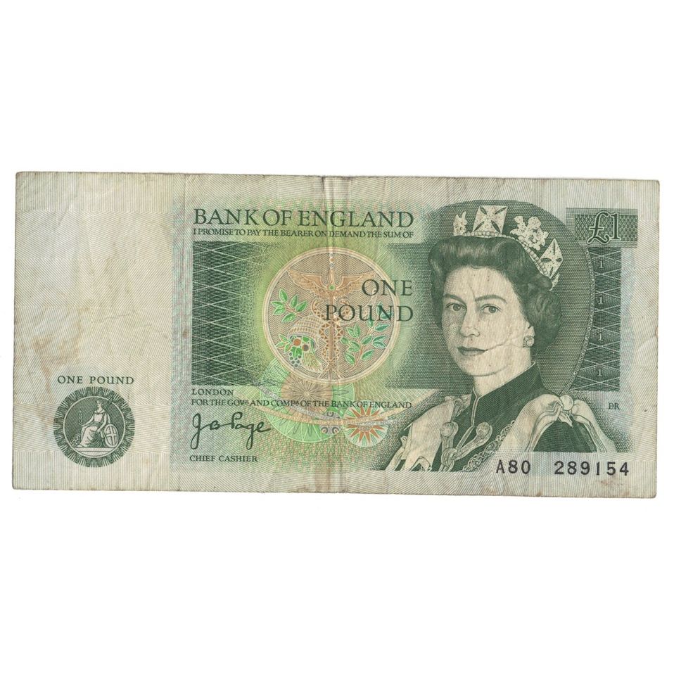 Billet, Grande-Bretagne, 1 Pound, Undated (1978-84), KM:377a, B+