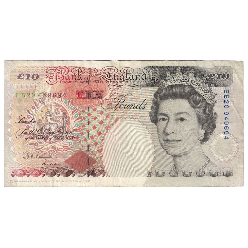 Billet, Grande-Bretagne, 10 Pounds, (1990-92), KM:383a, TB
