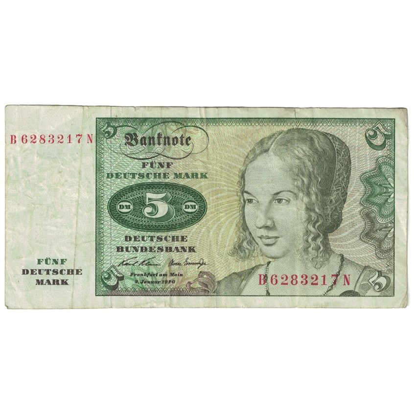 Billet, République fédérale allemande, 5 Deutsche Mark, 1970, 1970-01-02
